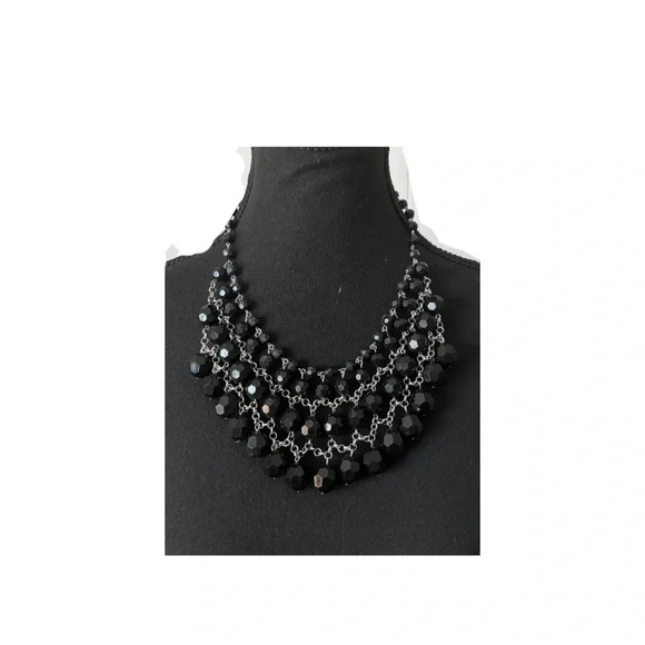 Handmade | Ornate Beaded  Black Statement Necklace - Picture 1 of 4